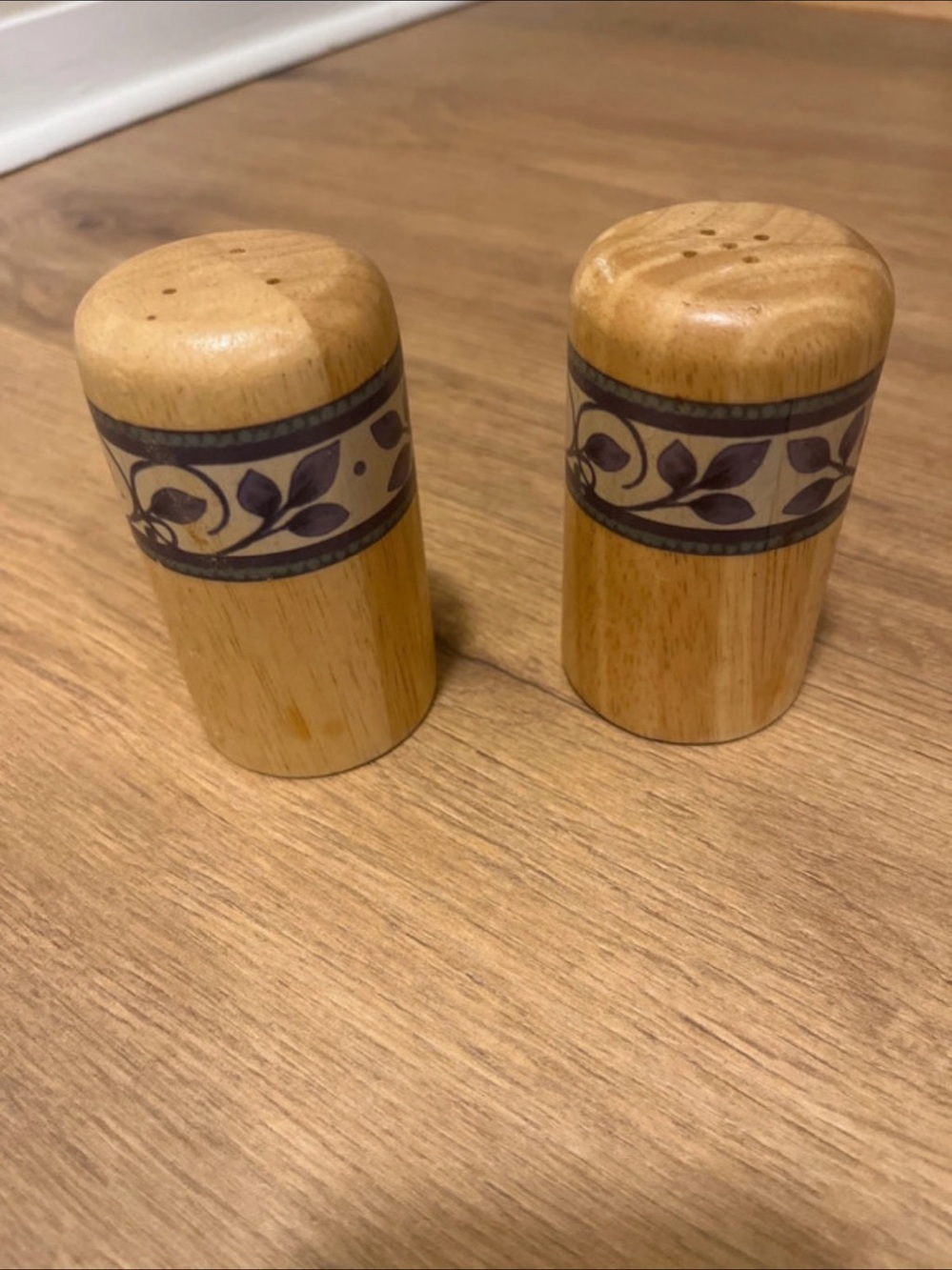 Wooden Floral Salt and Pepper Shakers